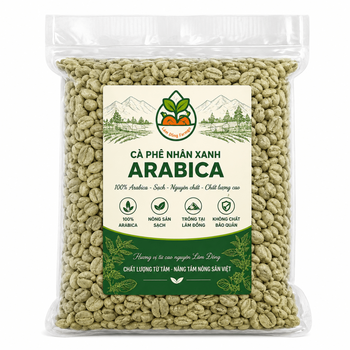 Cà phê nhân xanh Arabica - Lâm Đồng Farmgo