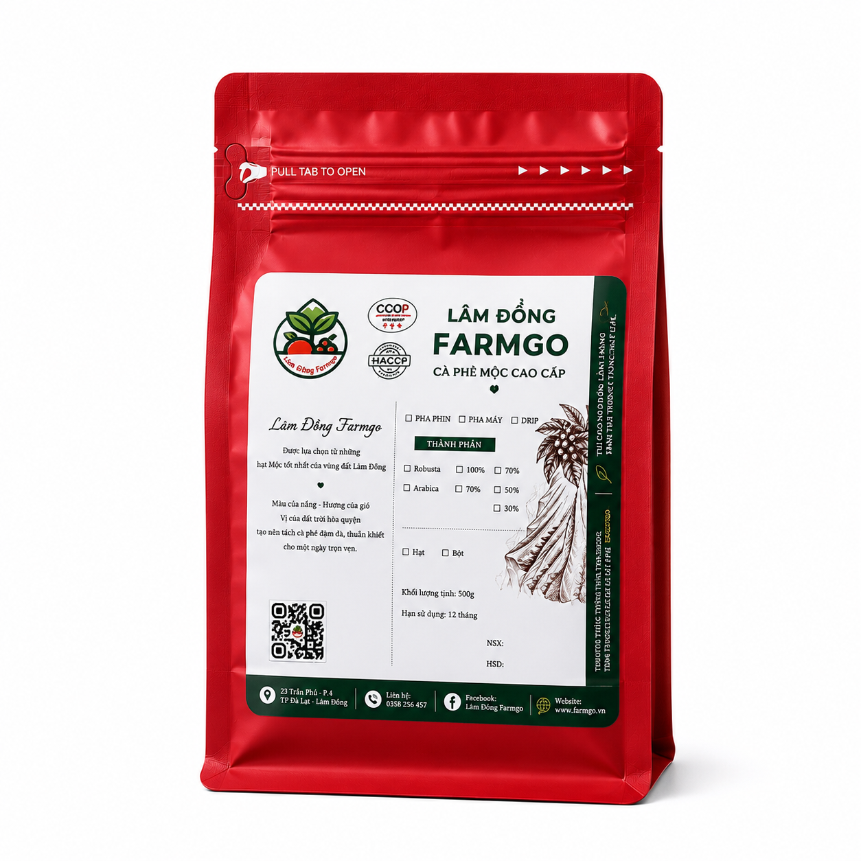 Cà Phê Arabica Rang Mộc Lâm Đồng FarmGo