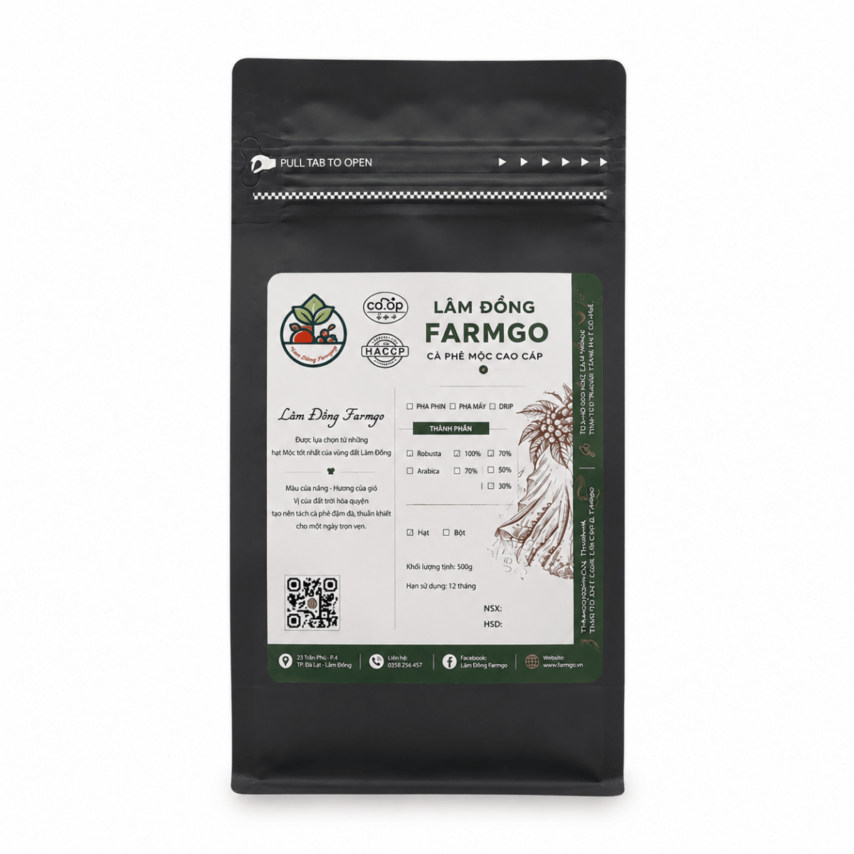 Cà Phê Robusta Rang Mộc Lâm Đồng Farmgo - Lâm Đồng Farmgo
