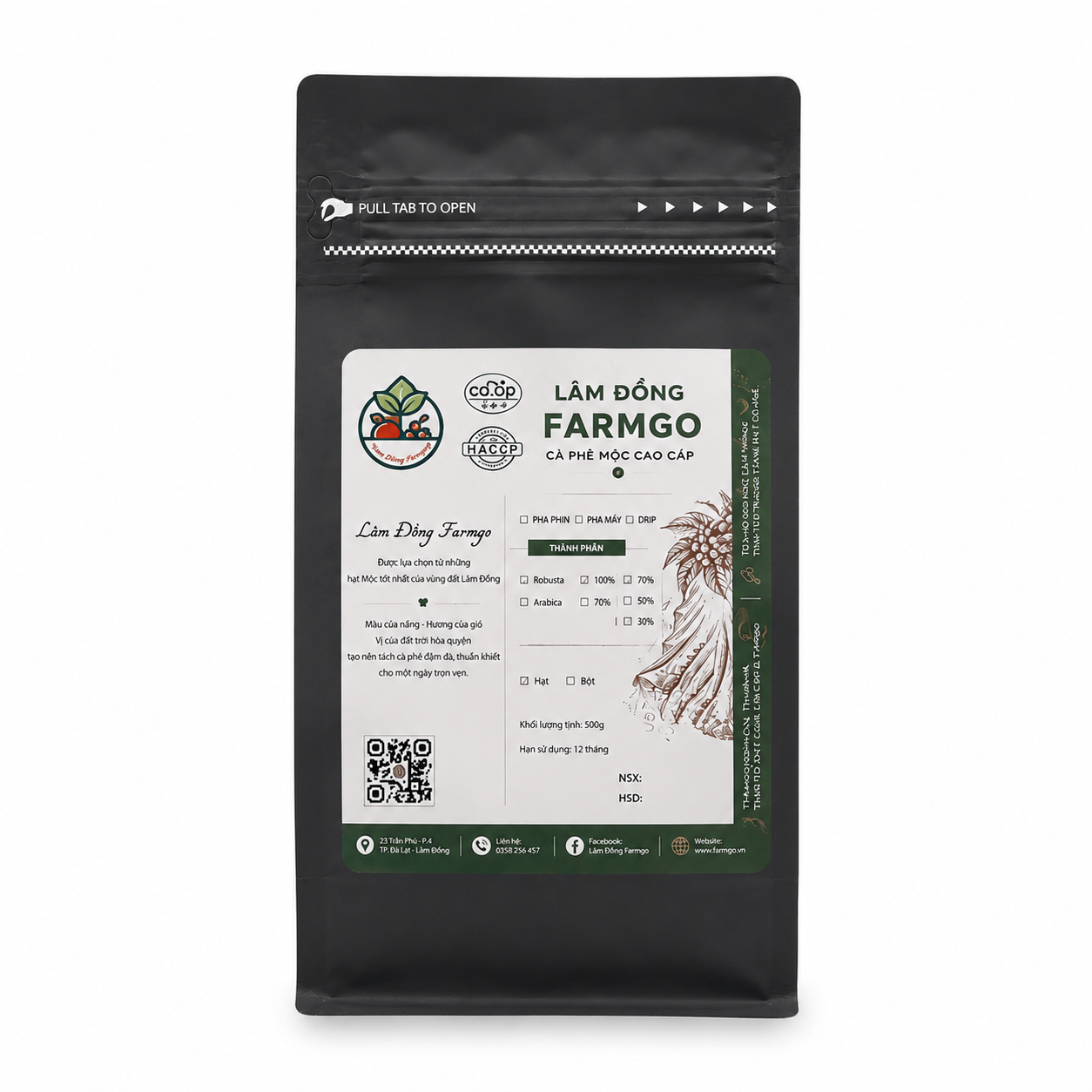 Cà Phê Robusta Rang Mộc Lâm Đồng Farmgo