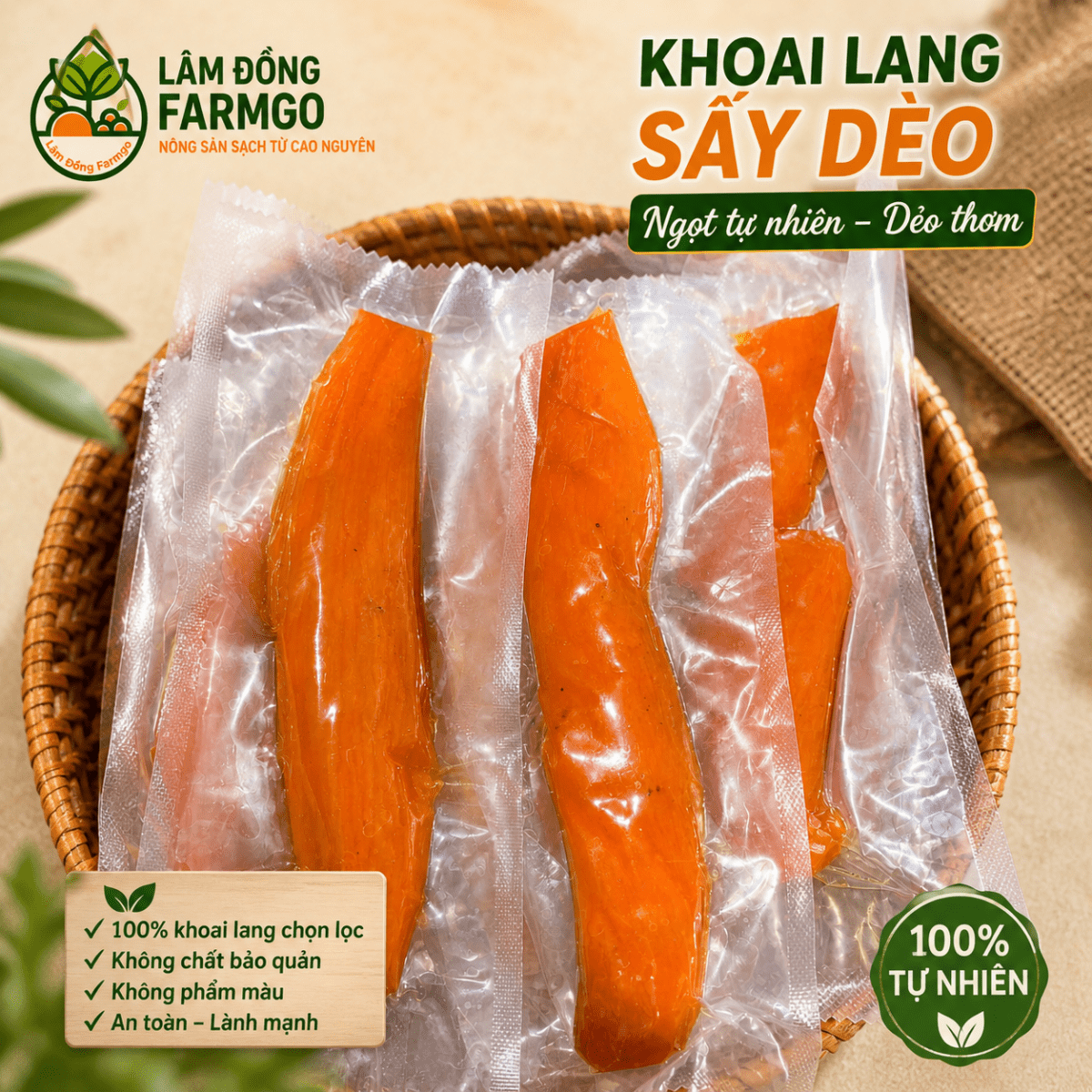 Khoai Lang Mật Đà Lạt Sấy Dẻo - Lâm Đồng Farmgo