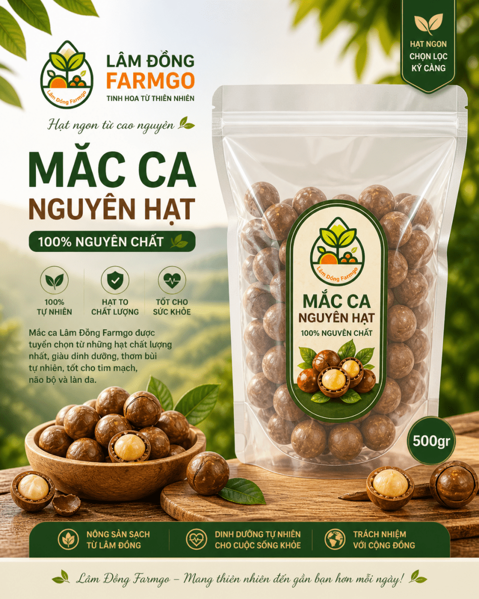 Mắc Ca Tách Vỏ Hàng Tuyển 500gram - Lâm Đồng Farmgo